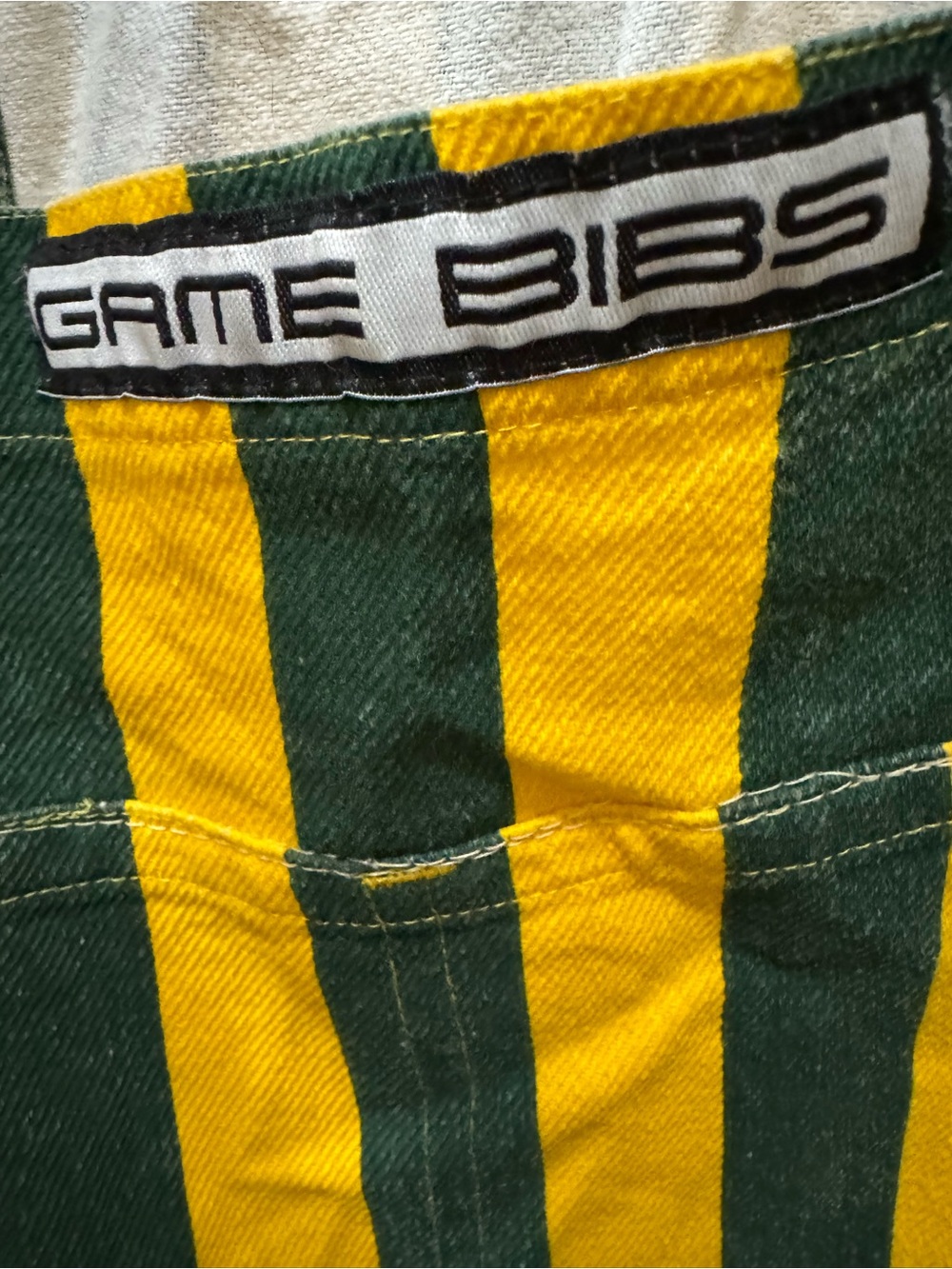 Game Gear Yellow & Green Striped Men’s Overalls - Casual Workwear Style - Picture 2 of 6